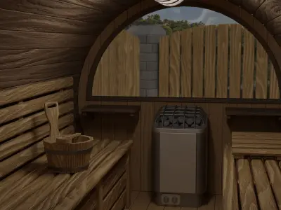 Garden Barrel Sauna Low-poly 3D model