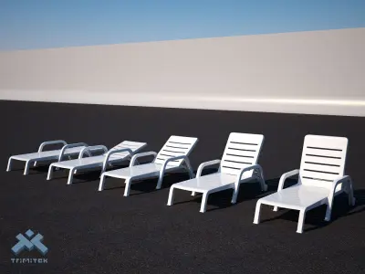 Poolside Chaise Lounge Chair set Low-poly 3D model