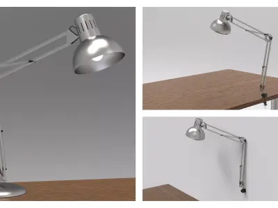 Adjustable desk lamp with wall mount 3D model