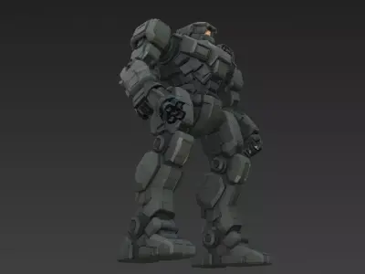 Futuristic Cartoon Battle Robot PBR 3D Model 3D model