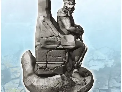Hades Pluto on throne with heads of Cerberus 6 - Medieval Fantas 3D print model