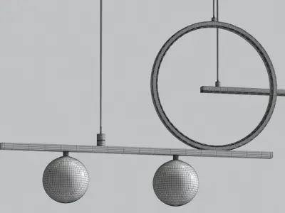 Minimalist Globes with LED Ring Kitchen Island Branch Chandelier 3D model