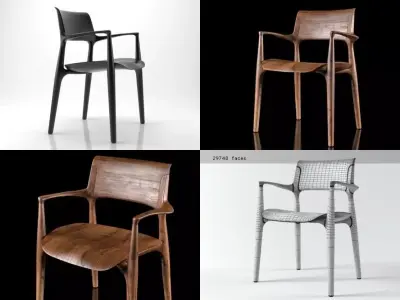 Easy modern walnut dining chair 3D model