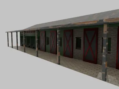 Horse Stable Low-poly 3D model