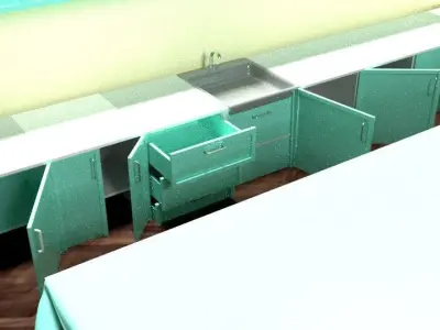 Low Poly Kitchen Interior 3D model