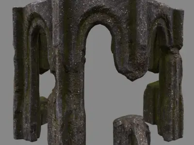 Archway stone arched structure Low-poly 3D model