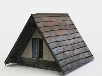 Dormer cottage with roof Low-poly 3D model