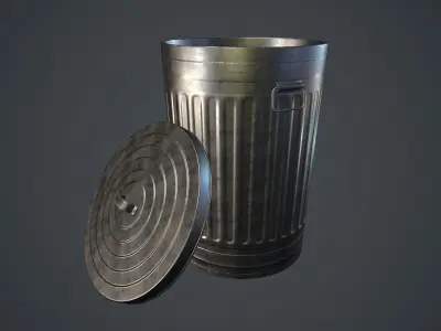 Trash Can PBR Game Ready Low-poly 3D model