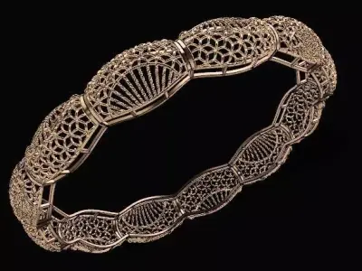 1523 Fan-Lattice Gold Bangle 13gm 3D print model