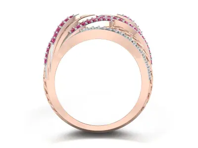 Light Weight Rose Gold Diamond Ring  -RI-242 3D print model