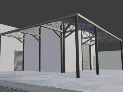 Small industrial storage warehouse exterior Low-poly 3D model