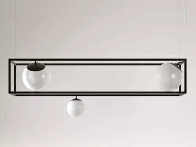Witt 3 pendant light with two balls hanging from it 3D model