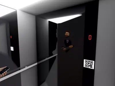 Objects man in suit looking at his phone in elevator 3D model
