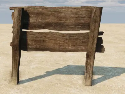 Old Wooden Signboard Low-poly 3D model