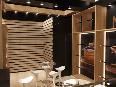Exhibition stand design one side opened 3D model