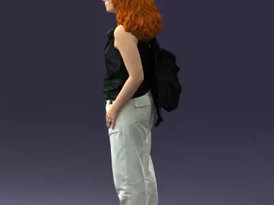 000415 Realistic Woman Casual Street Pose Full Body Scan Low-poly 3D model