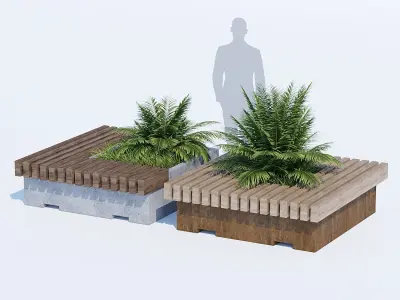 Big green benches one 3D model