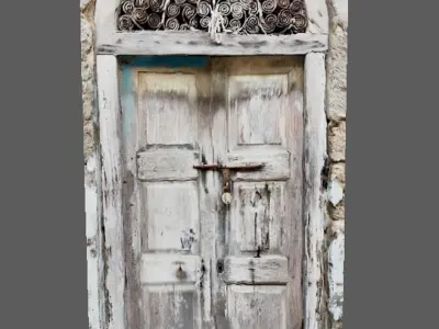 Exterior antique Indian wooden door1 3D model