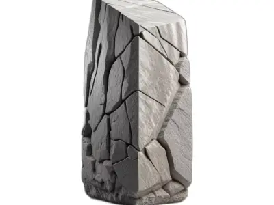 Stylized Cracked Stone Pillar Rock Low-poly 3D model