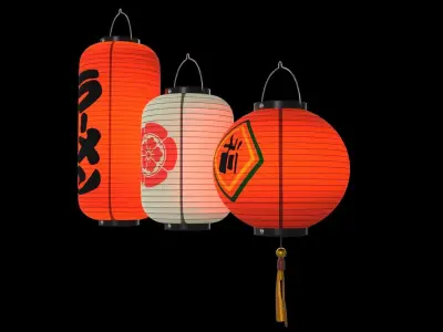 Japanese Lantern Low-poly 3D model order