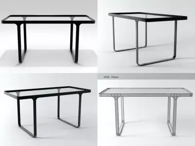 Table four different tables with glass tops Free 3D model