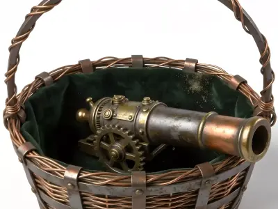 Realistic Steampunk Easter Cannon 3D Model 3D Model Low-poly 3D model