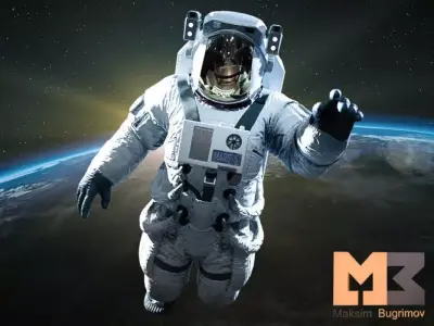 Astronaut in space Low-poly 3D model