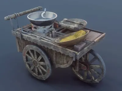 Corn Cart Low-poly 3D model