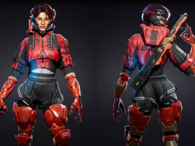 Cyberpunk Street Girl Character Low-poly 3D model