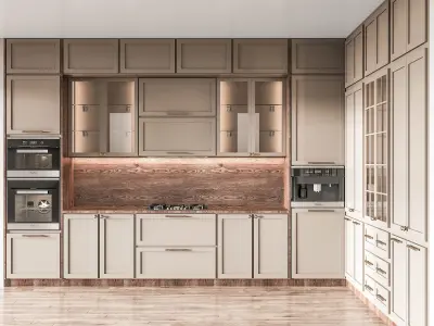 Kitchen012 modern kitchen with wooden floors 3D model