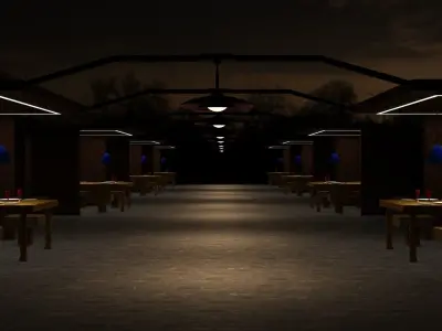 Open Restaurant Low-poly 3D model
