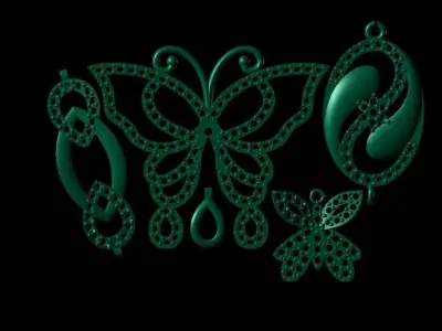 Ultra Light charms pendant necklace 3D Model 3D print model