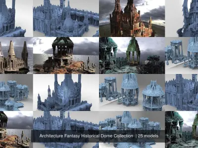 Architecture Fantasy Historical Dome Collection  3D Model Pack
