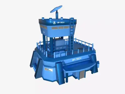 SciFi Facility B03 Blue - Sci Fi Exterior Design Low-poly 3D model