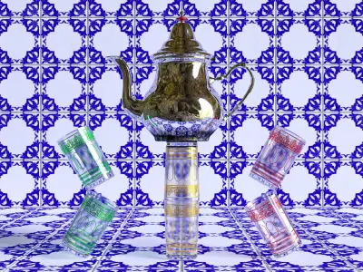 Arabic teapot with table 3D model