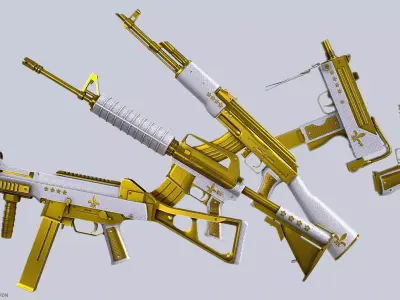Royal Gold guns collection 3D Model Pack