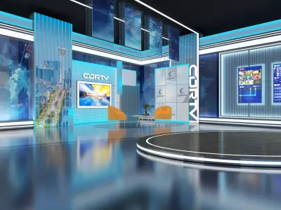 Virtual Broadcast Studio Low-poly 3D model