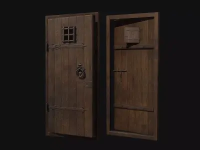 Old Wooden Door 01 Low-poly 3D model