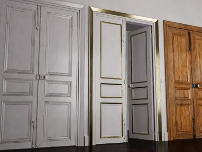 Double Doors ornated and animated Low-poly 3D model