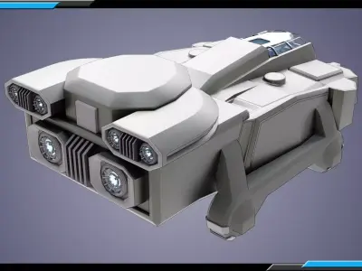 Sci-Fi Starship with Interior Base Mesh 01 Low-poly 3D model