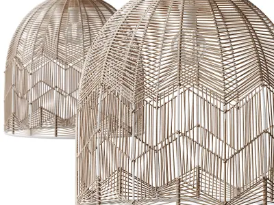 Basket Rattan Pendant Light Shades 3D model