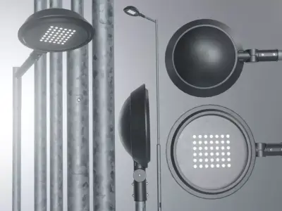 Street Light 4 Galvanized F1 M1 K0 5000mm Low-poly 3D model