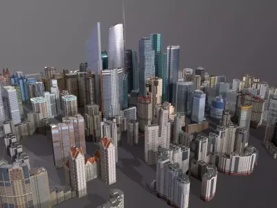 City Buildings Pack Vol4 301-400 With LODs Low-poly 3D model