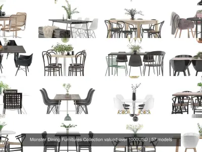 Monster Dining Furnitures Collection valued over 1000USD 3D Model Pack