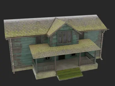 Old Abandoned Realisltic House Low-poly 3D model
