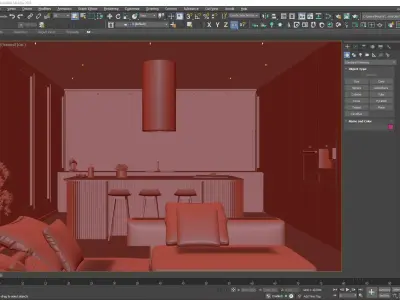 Corona - 3ds Max Scene files - Modern Kitchen Interior 3D model