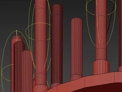 Titan chandelier made of wooden rods 3D model