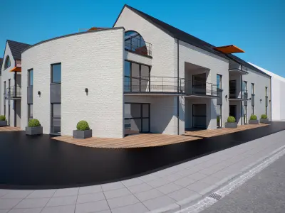 Residential corner building 3D model