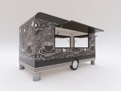 Truck Shaped Booth Food Stall 3D model