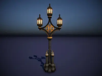 Gothic Lamppost 001 Low-poly 3D model